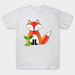 Grey's Shy Fox with Ladybug Lispe T-Shirt